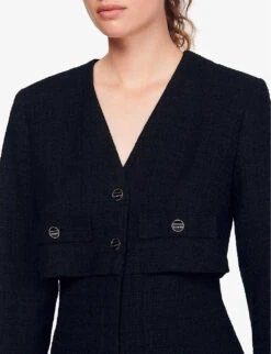 Sandro Seal Textured Tweed Playsuit -Whistles Clothing Shop R03947922 NOIRGRIS ALT04