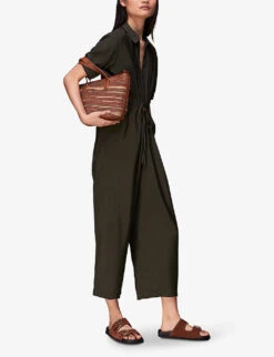 Whistles Jenny Relaxed Woven Jumpsuit -Whistles Clothing Shop R03949765 KHAKIOLIVE ALT02