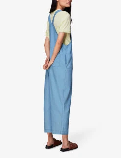 Whistles Rita Sleeveless Relaxed-fit Wide-leg Cotton-blend Dungarees 9 Whistles Rita Sleeveless Relaxed-fit Wide-leg Cotton-blend Dungarees -Whistles Clothing Shop R03952633 ALT03