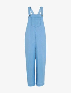 Whistles Rita Sleeveless Relaxed-fit Wide-leg Cotton-blend Dungarees