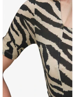 Whistles Zebra Square-neck Stretch-woven T-shirt -Whistles Clothing Shop R03957365 MULTICOLOURED ALT04