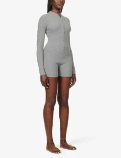 Soft Lounge Ribbed Stretch-jersey Playsuit -Whistles Clothing Shop R03958695 HEATHERGREY ALT02