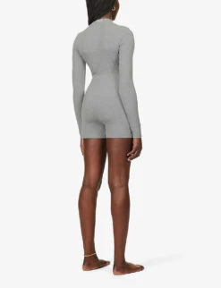 Soft Lounge Ribbed Stretch-jersey Playsuit -Whistles Clothing Shop R03958695 HEATHERGREY ALT03