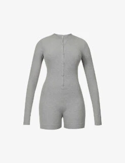 Soft Lounge Ribbed Stretch-jersey Playsuit