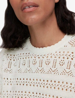 Whistles Elvie Crochet Cotton T-shirt 9 Whistles Elvie Crochet Cotton T-shirt -Whistles Clothing Shop R03959799 CREAM ALT04