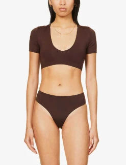 Hawke Sleeved Bikini Top -Whistles Clothing Shop R03968274 CHOCOLATE ALT02