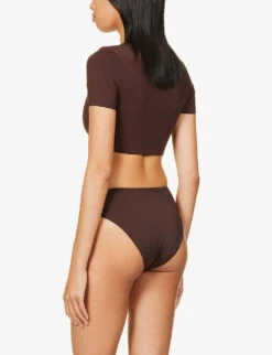 Hawke Sleeved Bikini Top -Whistles Clothing Shop R03968274 CHOCOLATE ALT03