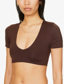 Hawke Sleeved Bikini Top -Whistles Clothing Shop R03968274 CHOCOLATE ALT04