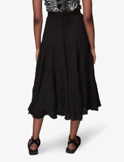 Whistles Crinkled Woven Midi Skirt -Whistles Clothing Shop R03968983 BLACK ALT03