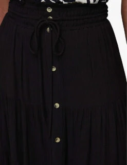 Whistles Crinkled Woven Midi Skirt -Whistles Clothing Shop R03968983 BLACK ALT04