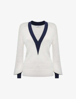 Reiss Talitha Contrast-trim Recycled-polyester Jumper