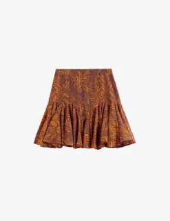Ted Baker Staysey Botanical-print Ruffled-hem Woven Mini Skirt