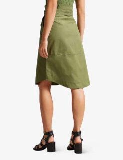 Ted Baker Siyanne Paperbag-waist Stretch-cotton Skirt -Whistles Clothing Shop R03971496 KHAKI ALT03