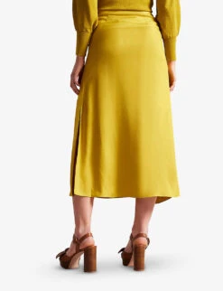 Ted Baker Jaune Tied-waist High-waisted Woven Midi Skirt -Whistles Clothing Shop R03971506 MIDYELLOW ALT03