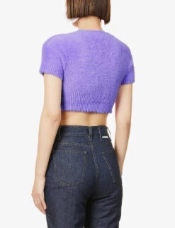 Jacquemus La Maille Neve Cropped Stretch-woven Top -Whistles Clothing Shop R03972585 PURPLE ALT03
