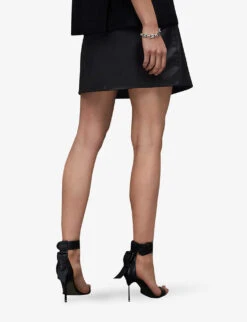 AllSaints Piper Zipped Faux-leather Mini Skirt -Whistles Clothing Shop R03977217 BLACK ALT03