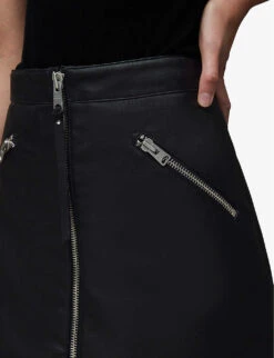 AllSaints Piper Zipped Faux-leather Mini Skirt -Whistles Clothing Shop R03977217 BLACK ALT04
