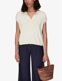 Whistles Lyla Knitted Cotton And Recycled Polyester-blend Polo 7 Whistles Lyla Knitted Cotton And Recycled Polyester-blend Polo -Whistles Clothing Shop R03978359 CREAM ALT02