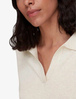 Whistles Lyla Knitted Cotton And Recycled Polyester-blend Polo 9 Whistles Lyla Knitted Cotton And Recycled Polyester-blend Polo -Whistles Clothing Shop R03978359 CREAM ALT04