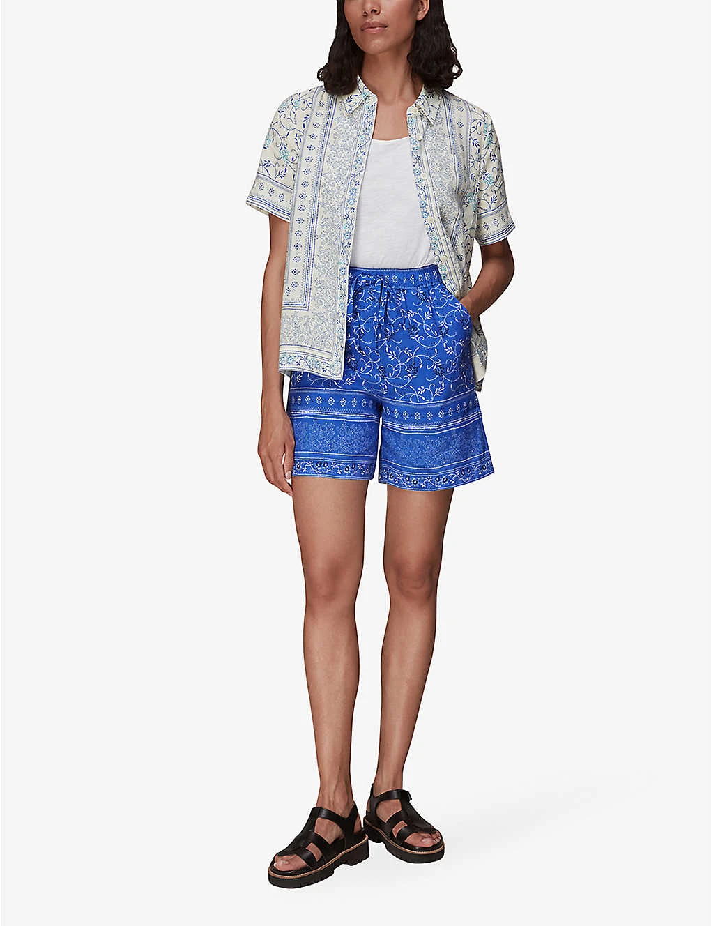 Whistles Bandana Floral-print High-rise Organic Cotton Shorts 2 Whistles Bandana Floral-print High-rise Organic Cotton Shorts - Image 2