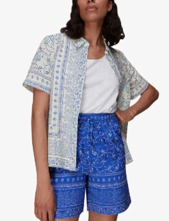 Whistles Bandana Floral-print High-rise Organic Cotton Shorts 11 Whistles Bandana Floral-print High-rise Organic Cotton Shorts -Whistles Clothing Shop R03981354 MULTICOLOURED ALT05