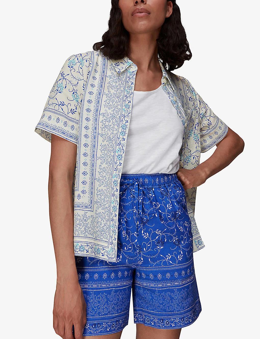 Whistles Bandana Floral-print High-rise Organic Cotton Shorts 6 Whistles Bandana Floral-print High-rise Organic Cotton Shorts - Image 6