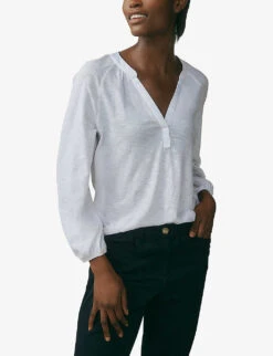 Relaxed-fit Cotton-jersey Top -Whistles Clothing Shop R03981994 WHITE ALT02