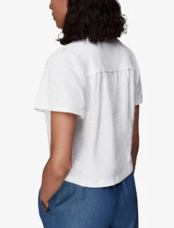 Whistles Maeve Buttoned Cotton-jersey T-shirt -Whistles Clothing Shop R03983237 WHITE ALT03