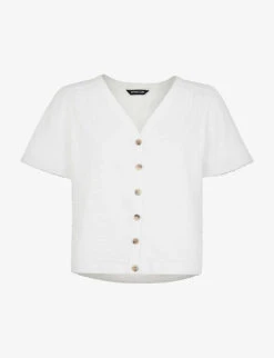 Whistles Maeve Buttoned Cotton-jersey T-shirt