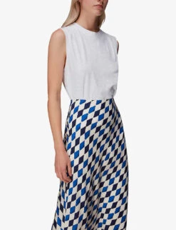 Whistles Diamond-print Bias Cut Woven Midi Skirt -Whistles Clothing Shop R03985993 MULTICOLOURED ALT02