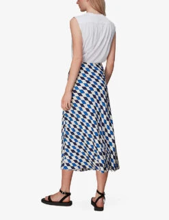 Whistles Diamond-print Bias Cut Woven Midi Skirt -Whistles Clothing Shop R03985993 MULTICOLOURED ALT03
