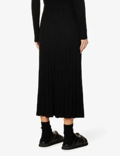 Joseph Ribbed Wool Midi Skirt -Whistles Clothing Shop R03995812 BLACK ALT03