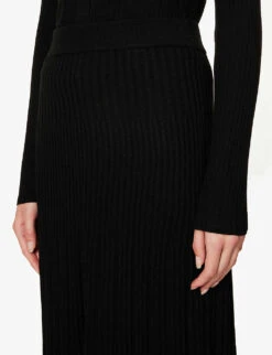 Joseph Ribbed Wool Midi Skirt -Whistles Clothing Shop R03995812 BLACK ALT04