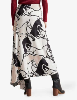Ted Baker Selenia Horse-print Asymmetric Bias-cut Woven Midi Skirt 7 Ted Baker Selenia Horse-print Asymmetric Bias-cut Woven Midi Skirt -Whistles Clothing Shop R03999032 WHITE ALT03