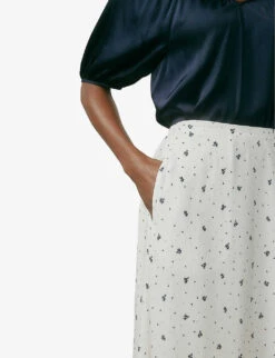Floral-print A-line Woven Midi Skirt -Whistles Clothing Shop R04004983 OYSTER ALT04