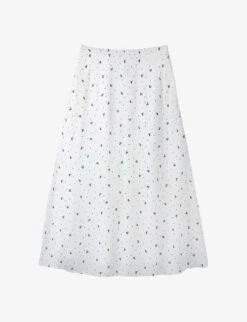Floral-print A-line Woven Midi Skirt
