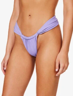Athens Ruched High-rise Bikini Bottoms 7 Athens Ruched High-rise Bikini Bottoms -Whistles Clothing Shop R04006941 VIOLET ALT02