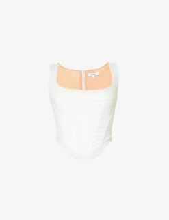 Campbell Textured Cotton-blend Corset Top