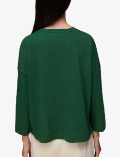 Whistles Patch-pocket Relaxed-fit Organic-cotton Top -Whistles Clothing Shop R04057356 GREEN ALT03