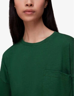 Whistles Patch-pocket Relaxed-fit Organic-cotton Top -Whistles Clothing Shop R04057356 GREEN ALT04