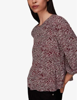 Whistles Abstract-print Peplum-hem Woven Top -Whistles Clothing Shop R04057360 MULTICOLOURED ALT02