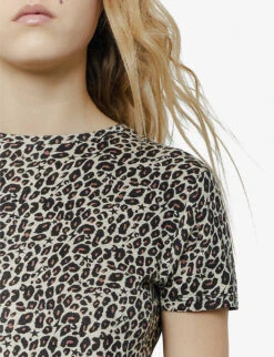 Ikks Short-sleeve Leopard-print Woven T-shirt -Whistles Clothing Shop R04063146 ROOD ALT04