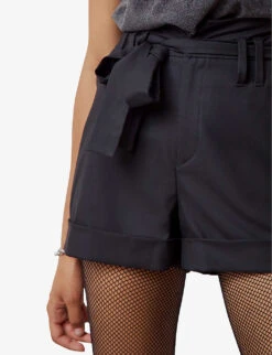 Ikks Belted High-waisted Stretch-woven Shorts -Whistles Clothing Shop R04063189 BLACK ALT04