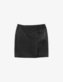Ikks High-rise Button-detail Leather Mini Skirt