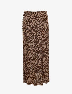 Whistles Cheetah-print Woven Midi Skirt