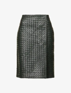 Bottega Veneta Intrecciato High-rise Leather Midi Skirt