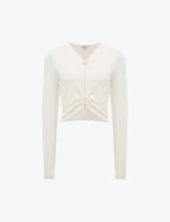 Reiss Hannah Ring-detail Stretch-woven Crop Top