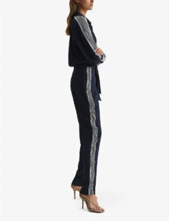 Reiss Selma Side-stripe Woven Jumpsuit -Whistles Clothing Shop R04068341 NAVY ALT02