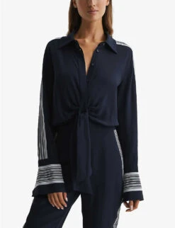 Reiss Selma Side-stripe Woven Jumpsuit -Whistles Clothing Shop R04068341 NAVY ALT04