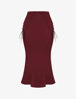 Sidonie Lace-up Satin Midi Skirt